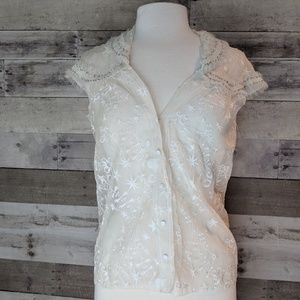 Nina Ricci Silk Embroidered Blouse